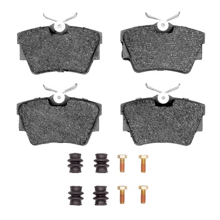 Dynamic Friction Co 5000 Advanced Brake Pads - Low Metallic and Hardware Kit, Long Pad Wear, Rear 1551-0706-01